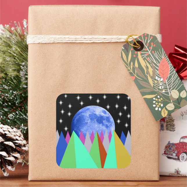 Blue Moon Square Sticker (Holiday)