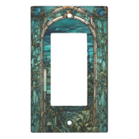 Blue Moon Stained Glass Single Rocker Light Switch