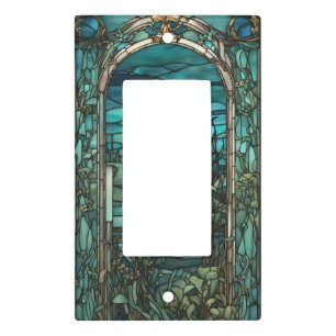 Blue Moon Stained Glass Single Rocker Light Switch