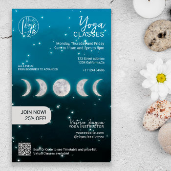 Blue Moon Star Yoga Instructor Studio Classes Flyer by girly_trend at Zazzle