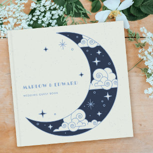 Blue Moon & Stars Celestial Wedding Guest Book