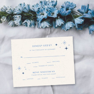 Blue Moon & Stars Celestial Wedding RSVP Card