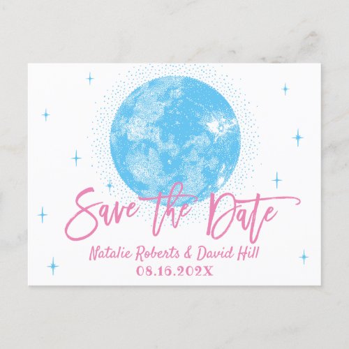 Blue Moon  Stars Celestial Wedding Save the Date Announcement Postcard