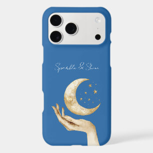 Blue Moon Stars Hand Gold iPhone 17 Pro Max Case