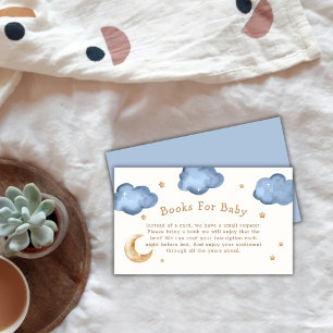 Blue Moon Stars Twinkle Books For Baby Shower  Enclosure Card