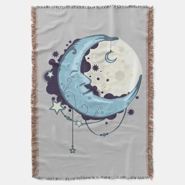 Blue Moon Throw Blanket (Front Vertical)