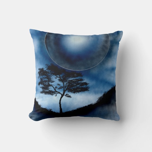 Blue Moon Throw Pillow (Front)