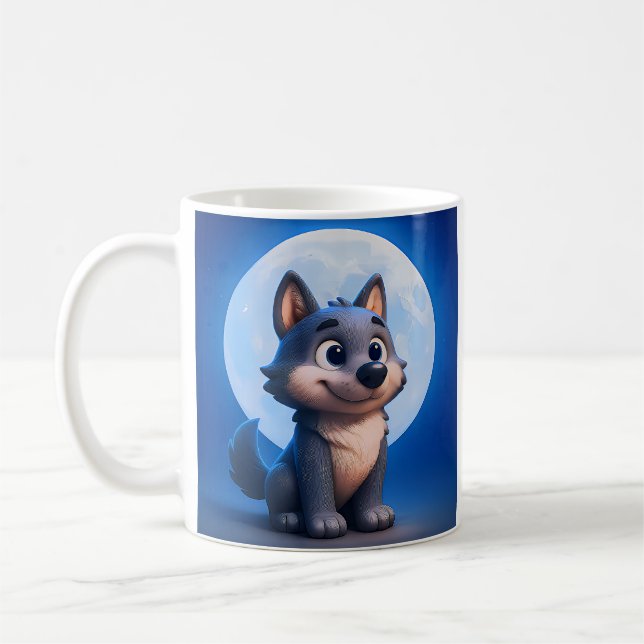 Blue Moon Wolf Coffee Mug (Left)