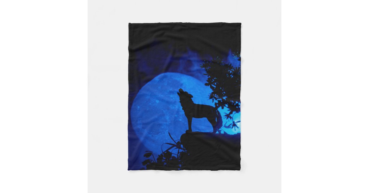 Blue Moon Wolf Fleece Blanket Zazzle