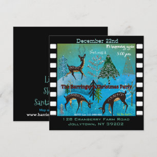 Blue Moonlight Deerfest Christmas Party Invitation