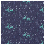 Blue Moonlit Deer Fabric