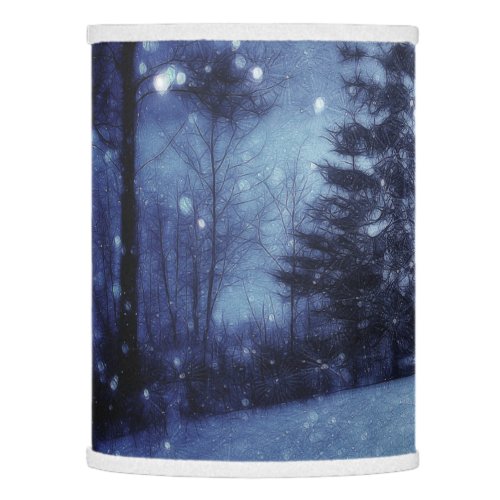 Blue Moonlit Magical Forest Winter Scene Lamp Shade