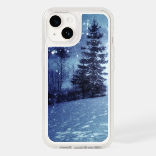 Blue Moonlit Magical Forest Winter Scene OtterBox iPhone 14 Case