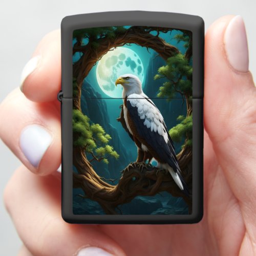 Blue Moonlit River with Eagle Zippo Lighter