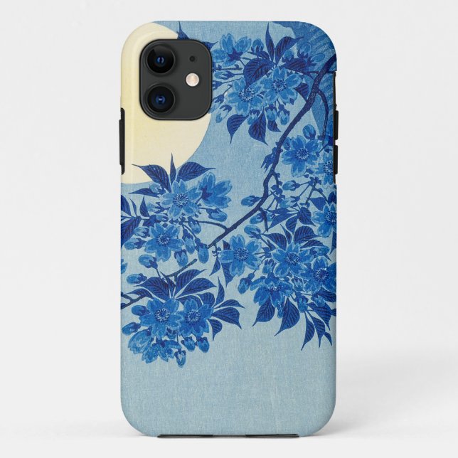 Blue Moonlit Tree: Japanese Cherry Blossom Night Case-Mate iPhone Case (Back)