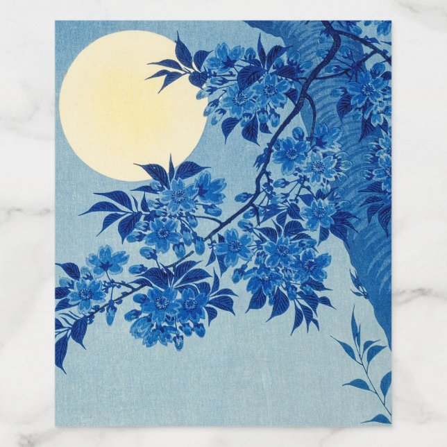 Blue Moonlit Tree: Japanese Cherry Blossom Night Envelope Liner (Design)