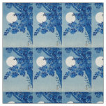 Blue Moonlit Tree: Japanese Cherry Blossom Night Fabric