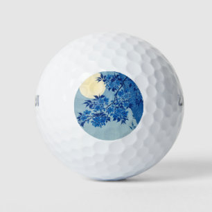 Blue Moonlit Tree: Japanese Cherry Blossom Night Golf Balls