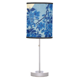 Blue Moonlit Tree: Japanese Cherry Blossom Night Table Lamp