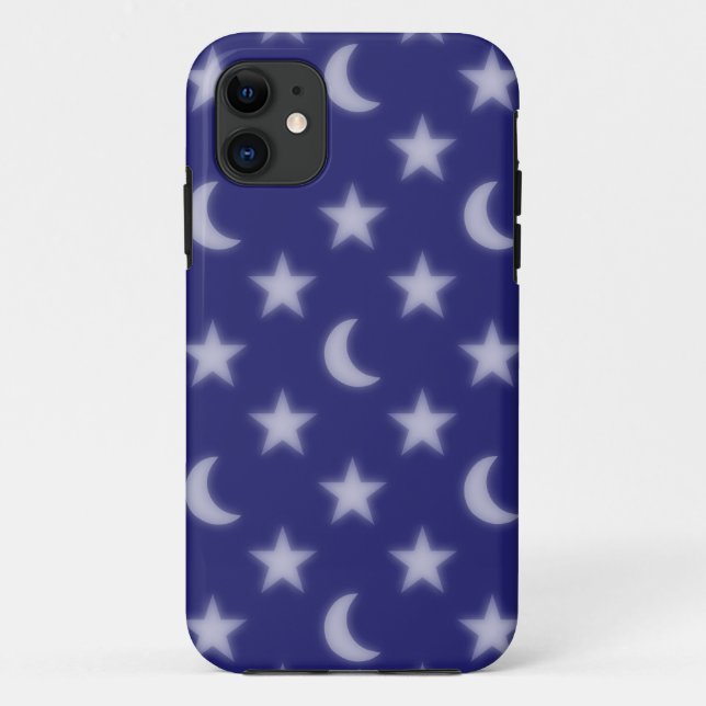 Blue moons and stars pattern Case-Mate iPhone case (Back)