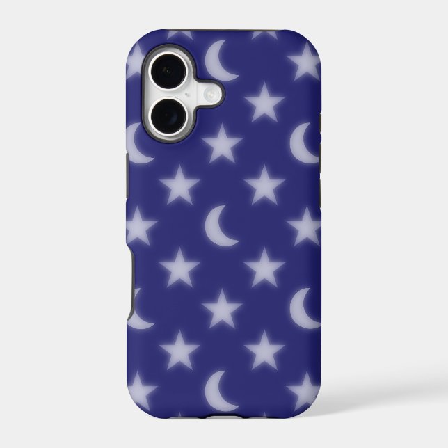 Blue moons and stars pattern iphone case (Back)