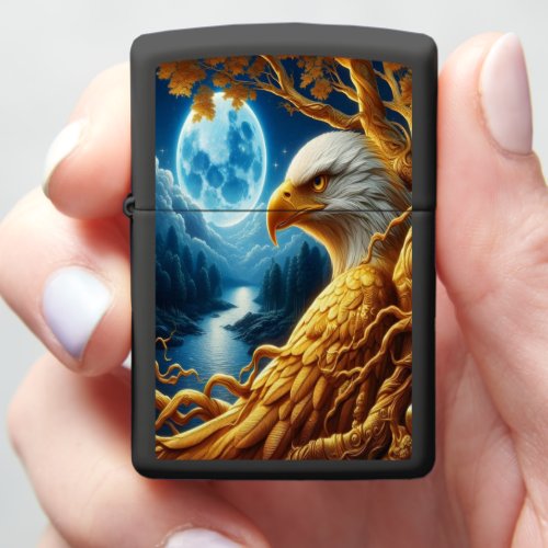 Blue Moons Eagle Silhouette River Zippo Lighter