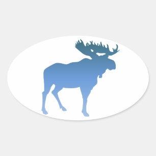 Blue Moose Oval Sticker