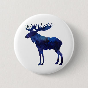 Blue Moose Silhouette Button