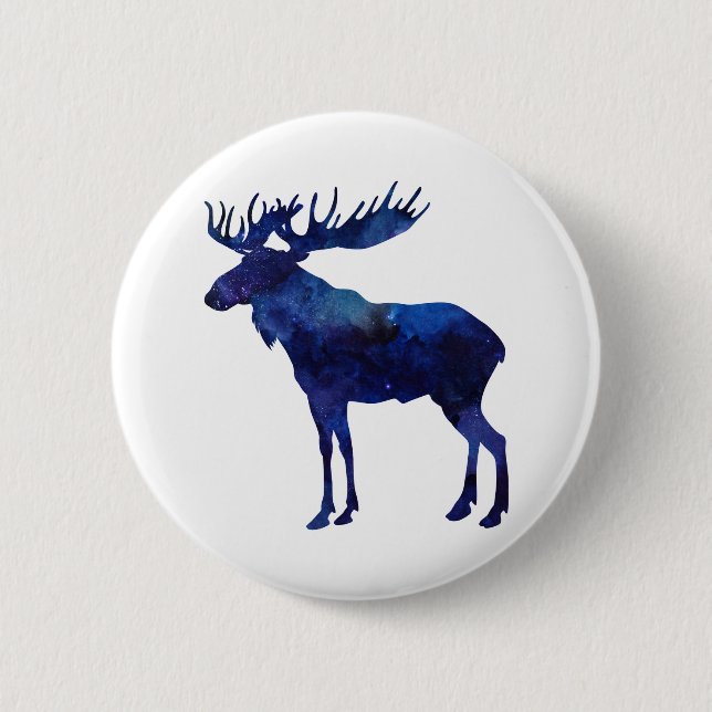 Blue Moose Silhouette Button (Front)