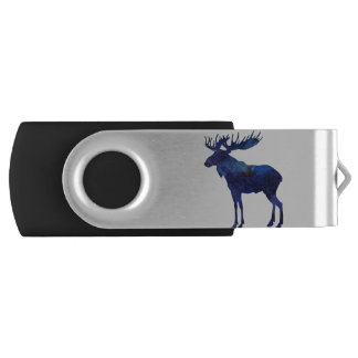 Blue Moose Silhouette Flash Drive