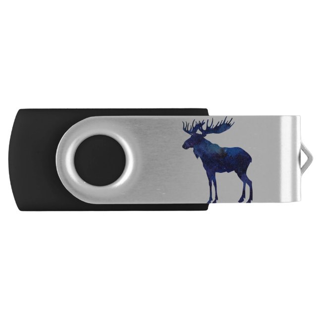 Blue Moose Silhouette Flash Drive (Front)