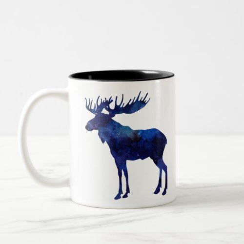Blue Moose Silhouette Two_Tone Coffee Mug