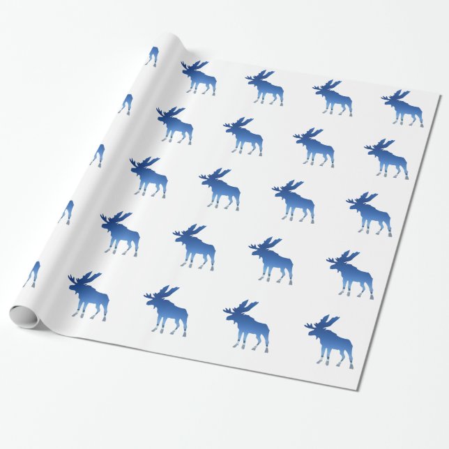 blue moose wrapping paper (Unrolled)