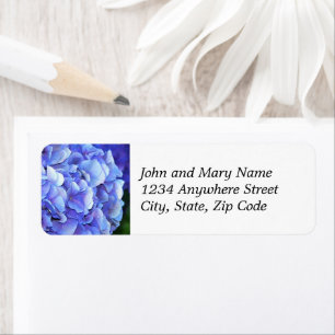 Blue Mophead Hydrangea Floral Address Label