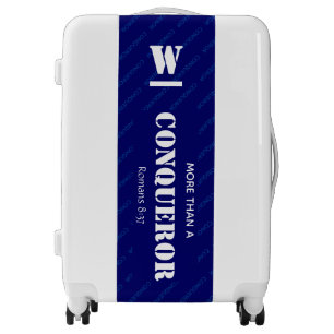Blue MORE THAN A CONQUEROR Monogram Luggage