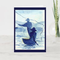 Blue Morning Fishing Greeting Card or Note Cards