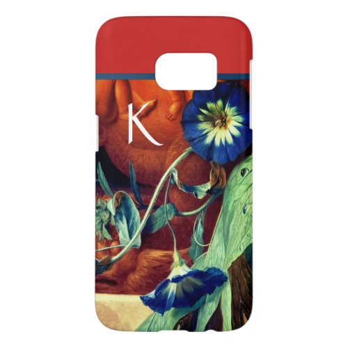 BLUE MORNING GLORIES FLORAL MONOGRAM SAMSUNG GALAXY S7 CASE