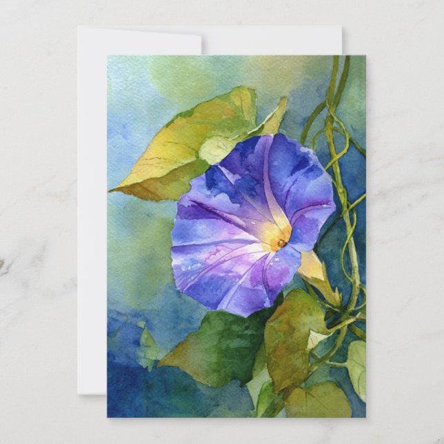 Blue Morning Glories Save The Date (Front)