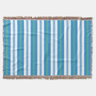 Blue Morning Glory Deckchair Stripe Throw Blanket