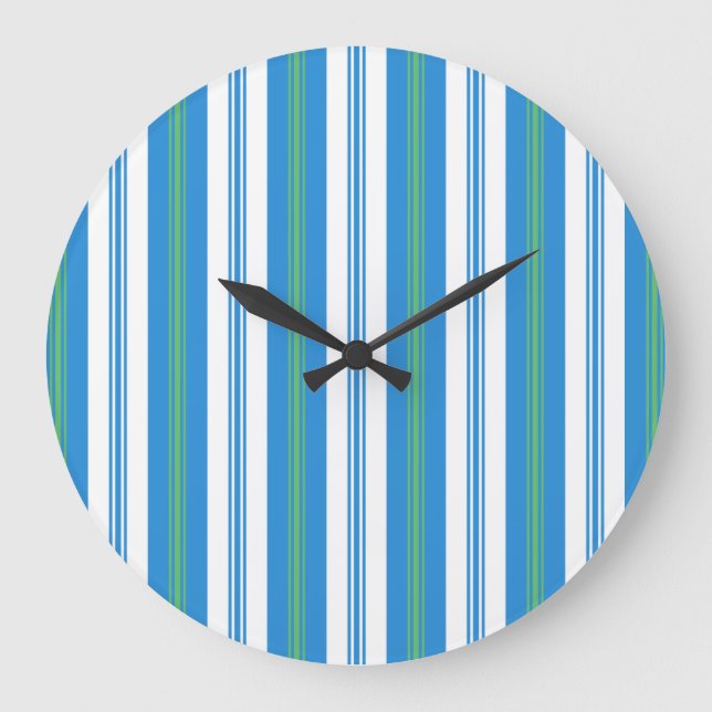 Blue Morning Glory Deckchair Stripe Wall Clock (Front)