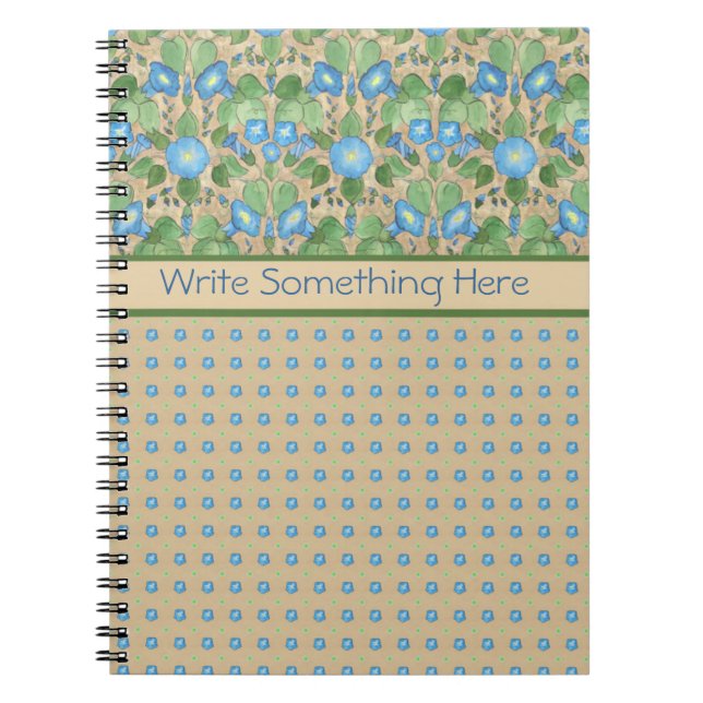 Blue Morning Glory, Flower Polkas Spiral Notebook (Front)
