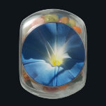 Blue Morning Glory Glass Jar<br><div class="desc">Pretty flowering blue morning glories.</div>
