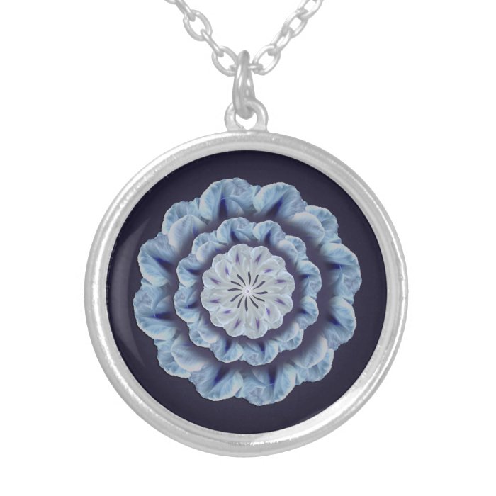 Blue Morning Glory Mandala Necklace