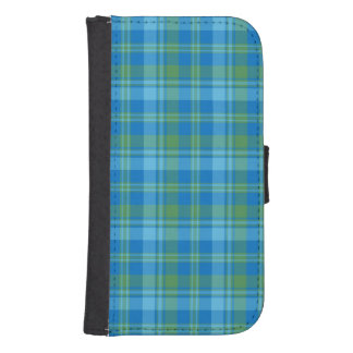 Blue Morning Glory Plaid Wallet Phone Case