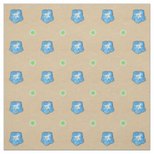 Blue Morning Glory Polka Dots on Taupe Fabric