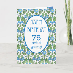Blue Morning Glory, Pretty 75th Birthday Card