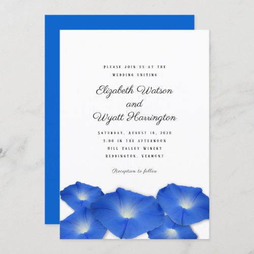 Blue Morning Glory Wedding Ceremony Invitation