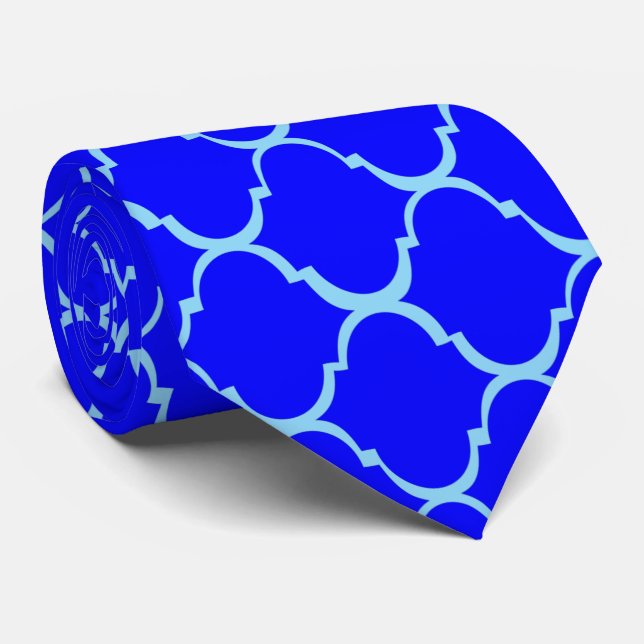 Blue Moroccan Design Neck Tie (Rolled)