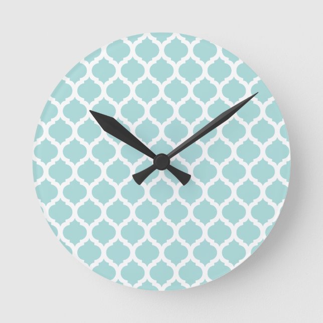 Blue Moroccan Pattern Wall Clocks (Front)