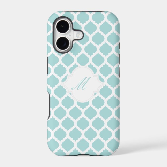 Blue Moroccan Pattern with Monogram iPhone 5 Cases (Back)